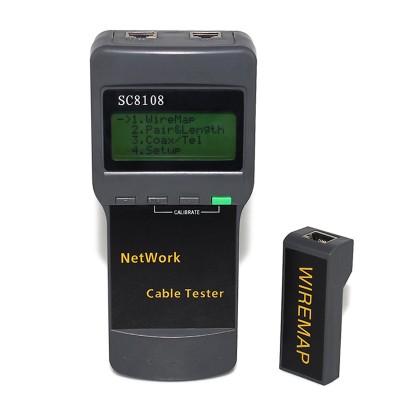 SC8108 Portable Multifunction Digital LCD Wireless PC Data Network CAT5 RJ45 LAN Phone Detector Meter Length Cable Tester