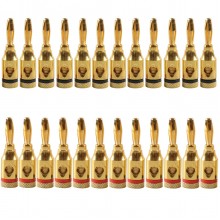 A6522 32 in 1 Car Gold  plated Red and Black 4mm Banana Head Audio Plug