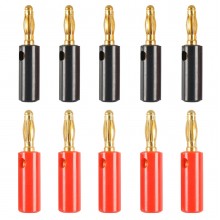 A6545 10 in 1 Car Red and Black Cover Gold  plated 4mm Banana Head Audio Plug