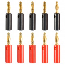 A6545 10 in 1 Car Red and Black Cover Gold  plated 4mm Banana Head Audio Plug