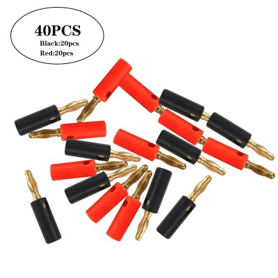 A6549 40 in 1 Car Red and Black Cover Gold  plated 4mm Banana Head Audio Plug