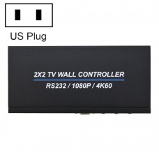 BT100 4K 60Hz 1080P 2 x 2 TV Wall Controller  Plug Type  US Plug  Black