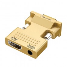 HDMI Female To VGA Male With Audio Adapter Computer Monitor TV Projector Converter  Gold