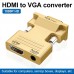 HDMI Female To VGA Male With Audio Adapter Computer Monitor TV Projector Converter  Gold