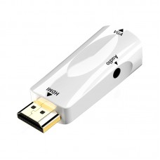 HDMI To VGA Connector Video Adapter With Audio Cable  Color  White