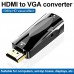 HDMI To VGA Connector Video Adapter With Audio Cable  Color  Black