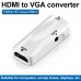 HDMI To VGA Connector Video Adapter With Audio Cable  Color  White Base